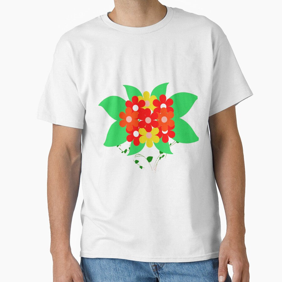Floral and Leaves - Red, Orange and Yellow Flowers by HansiniDesigns T-Shirts, Hoodie, Sweatshirt | BlankRebels.com (Image 1)