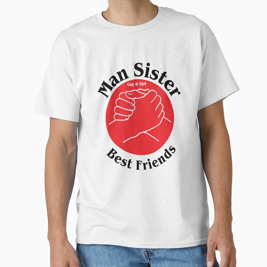 Man Sister Best Friends Shirt - Guy & Girl Best Friends t shirt -  Guy & Girl Best Friends t-shirt (Image 1)