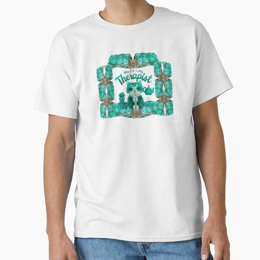My Cat is My Therapist, Wrapped in Malachite by ArtDesignTp T-Shirts, Hoodie, Sweatshirt | BlankRebels.com (Image 1)