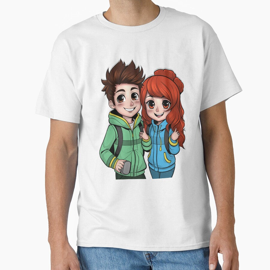 Cute White Couple Illustration – Soft Romance Digital Drawing by Lulunza T-Shirts, Hoodie, Sweatshirt (Image 1)
