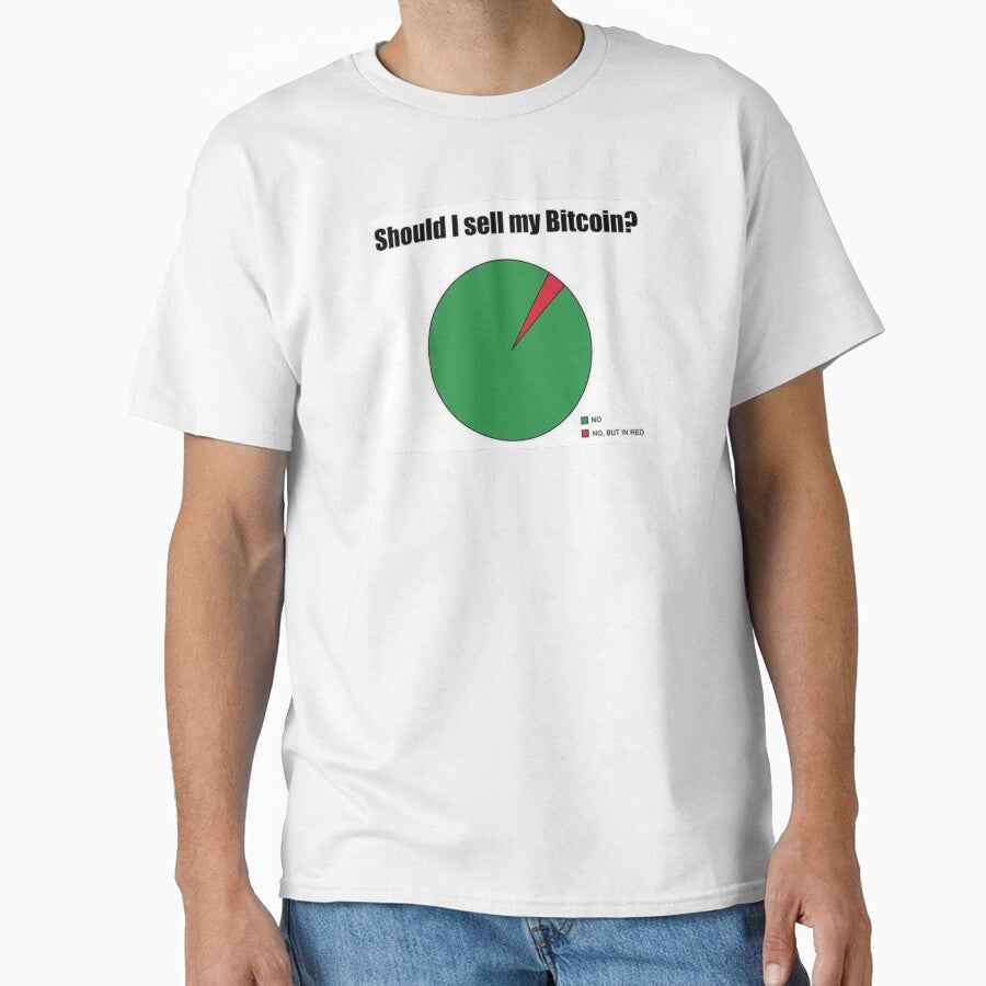 Should I sell my Bitcoin? No, No but in red, funny crypto meme by SurbDesigns T-Shirts, Hoodie, Sweatshirt (Image 1)
