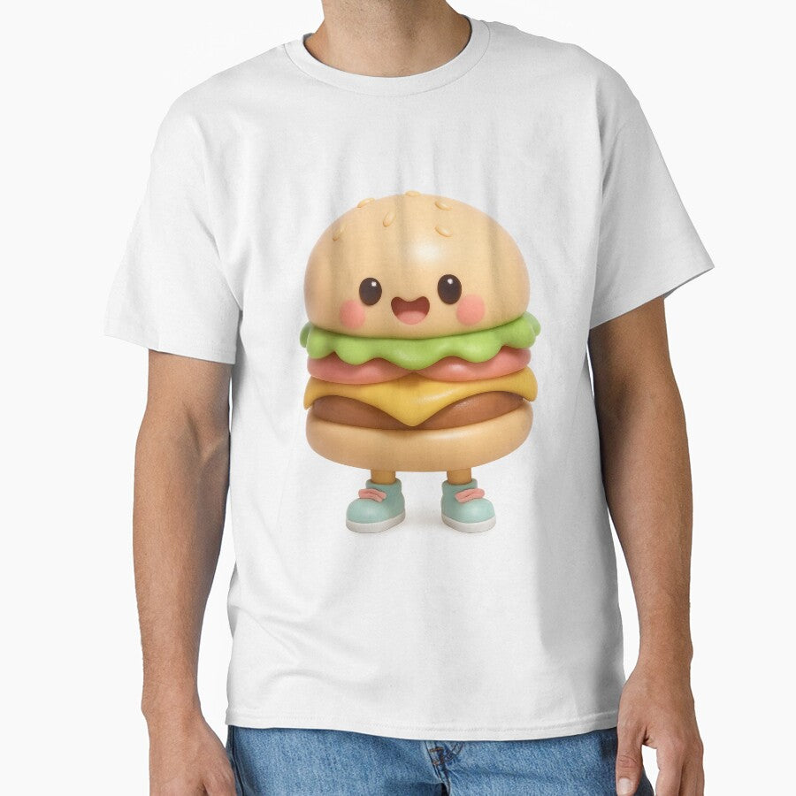 Cute Happy Burger with Shoes | Kawaii Fast Food Art by Moons Studio T-Shirts, Hoodie, Sweatshirt | BlankRebels.com (Image 1)