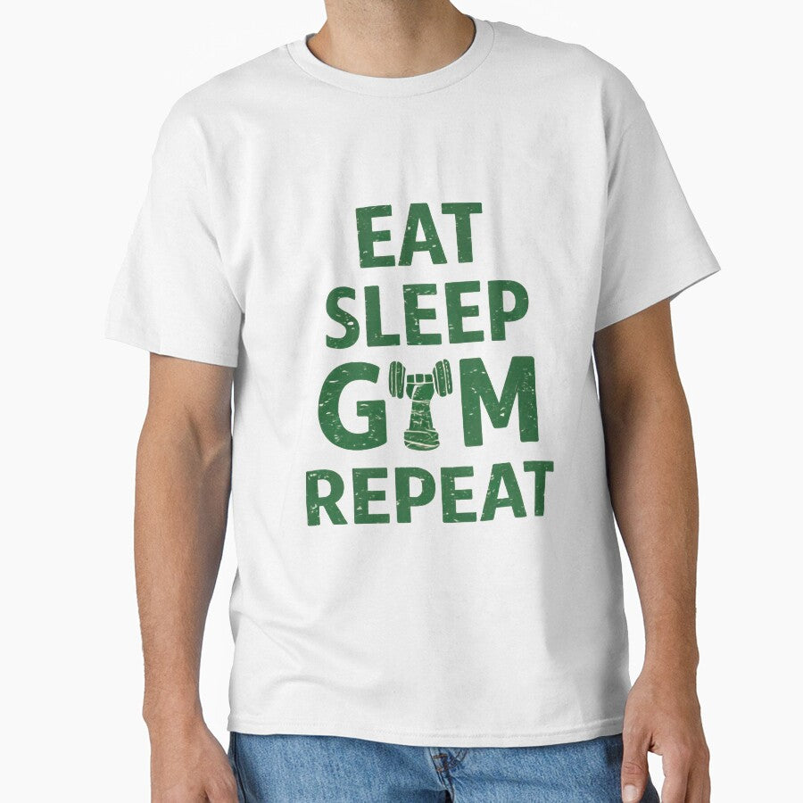 Eat Sleep Gym Repeat – Distressed Gym Workout T-Shirt by bisha Hoodie, Sweatshirt | BlankRebels.com (Image 1)