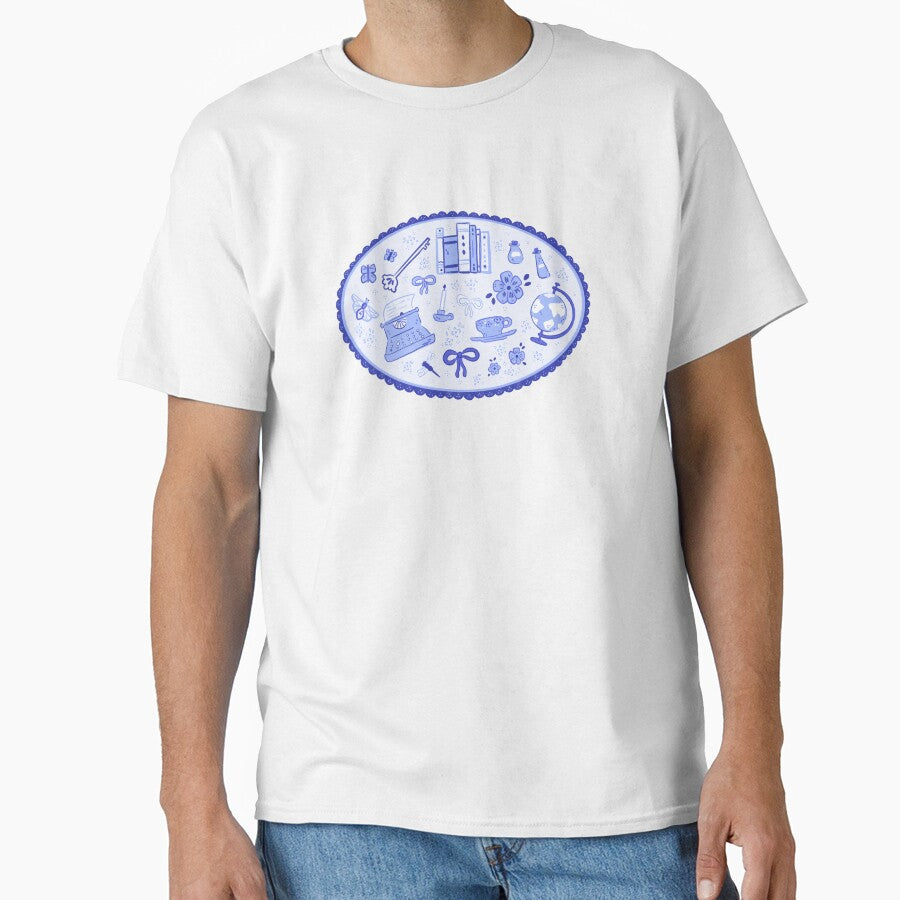 Lace academia medaillon, typewriter, books by rizdrawings T-Shirts, Hoodie, Sweatshirt | BlankRebels.com (Image 1)