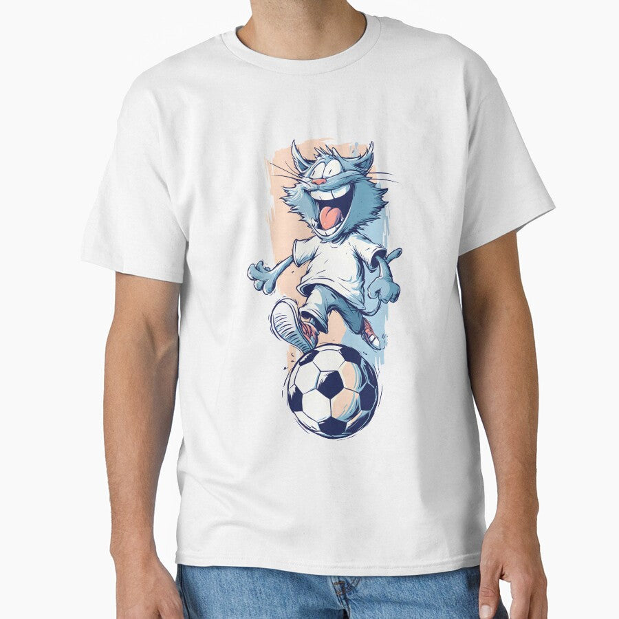 Funny Soccer Cat – Cartoon Football Cat Art by Rosomyat Design