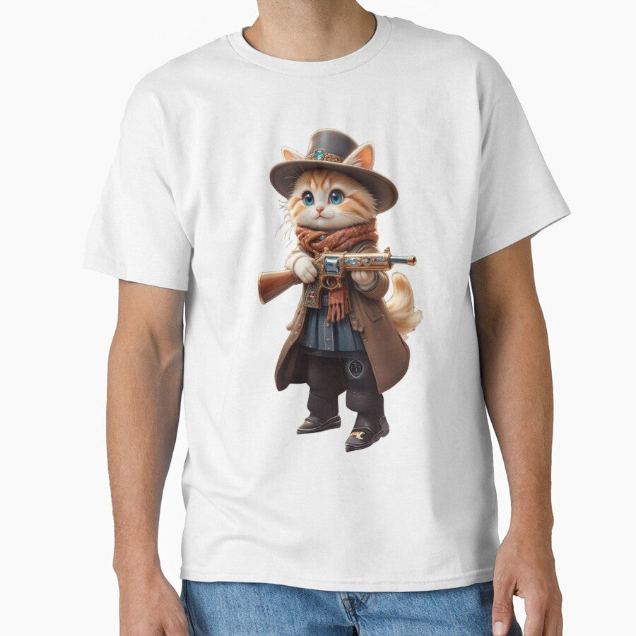 Adventurous Cowboy Cat with a Golden Rifle by petloverheaven T-Shirts, Hoodie, Sweatshirt | BlankRebels.com (Image 1)