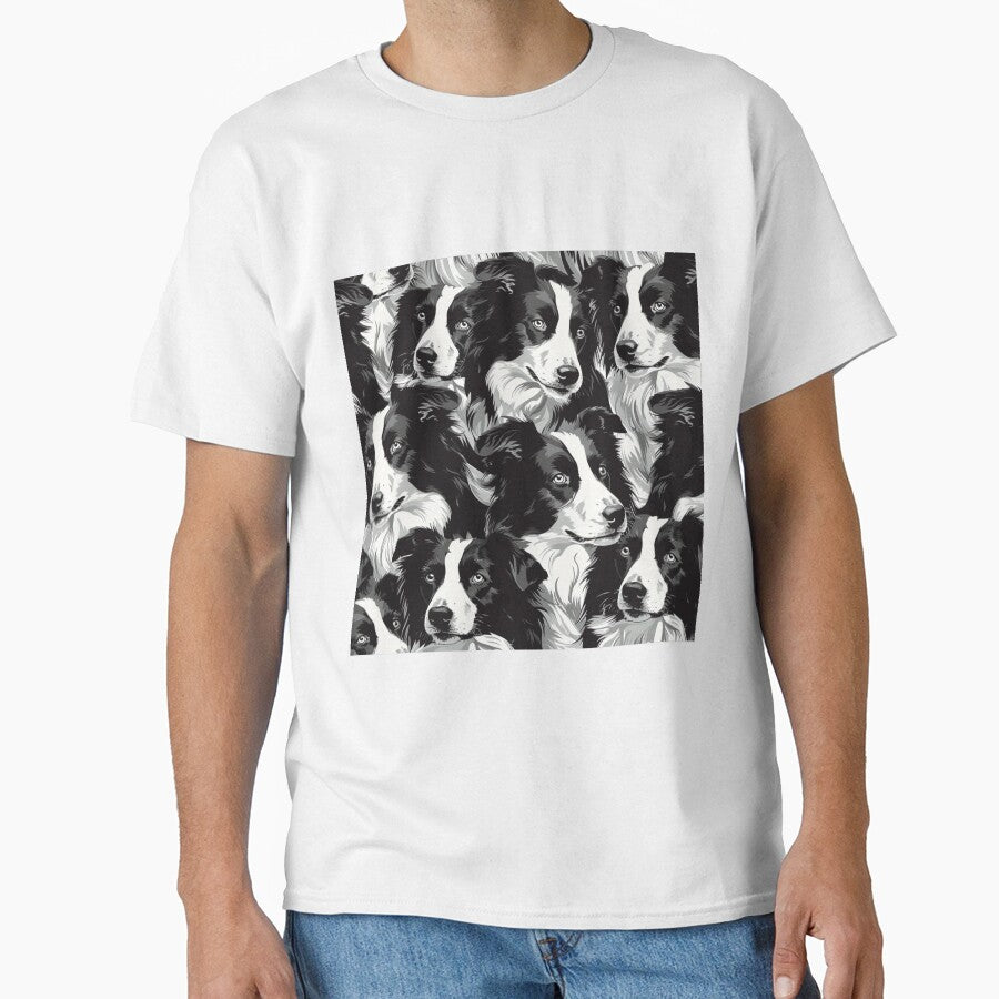 Pattern Border Collie Faces by NicolasGlowArt T-Shirts, Hoodie, Sweatshirt | BlankRebels.com (Image 1)