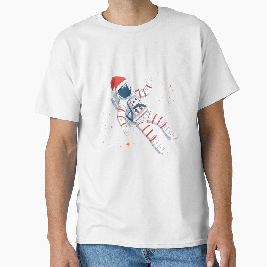 Floating Astronaut in Santa Hat – Space Christmas Illustration by Kavya Art T-Shirts, Hoodie, Sweatshirt (Image 1)