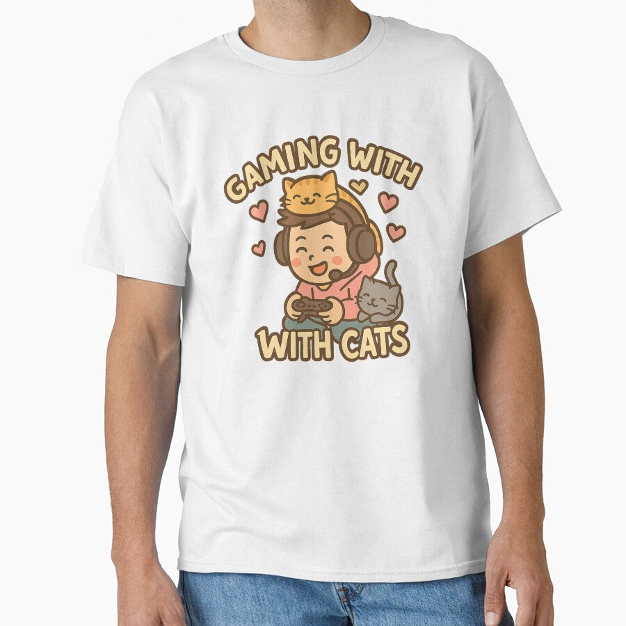 Gaming with Cats – Cozy Gamer Design by ShirtHatch T-Shirts, Hoodie, Sweatshirt | BlankRebels.com (Image 1)