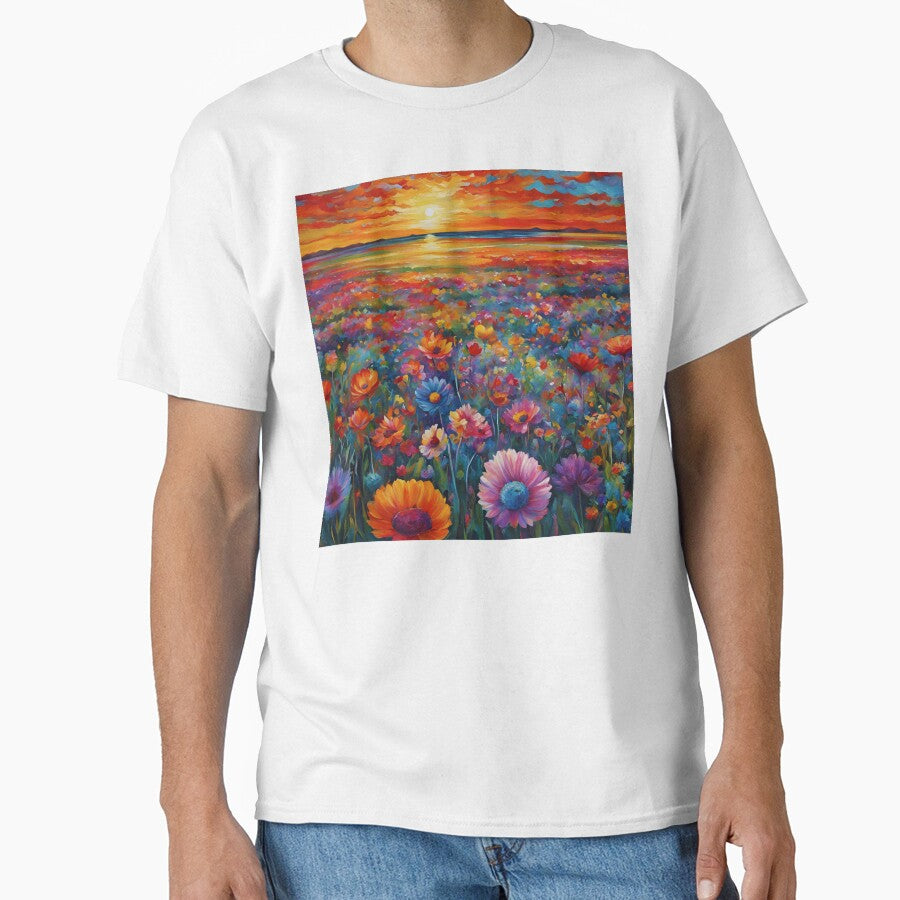 Watercolor Sunset Meadow by FitEnvy T-Shirts, Hoodie, Sweatshirt | BlankRebels.com (Image 1)