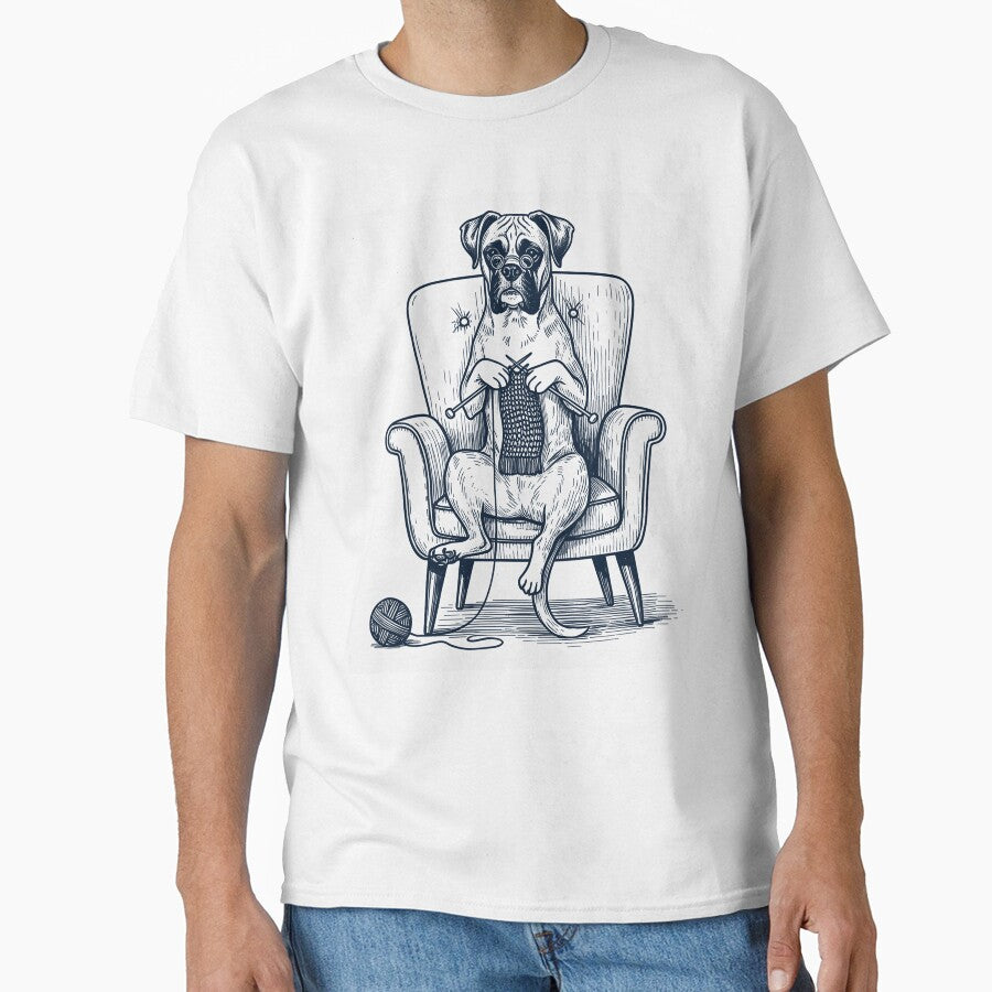 Vintage Boxer Dog Knitting Knit Gift Dog Lover by DoodleTortle T-Shirts, Hoodie, Sweatshirt | BlankRebels.com (Image 1)