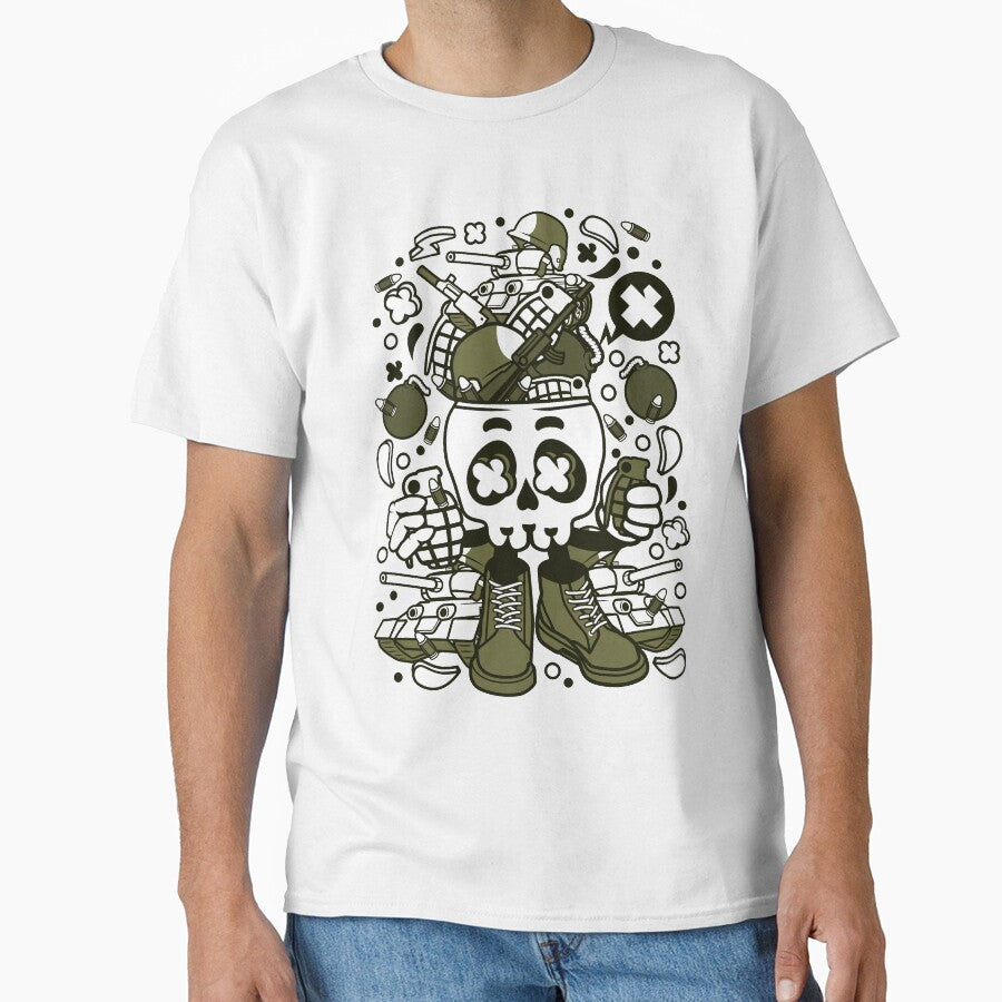Green Army Skull Head by BeeMeCreative T-Shirts, Hoodie, Sweatshirt | BlankRebels.com (Image 1)
