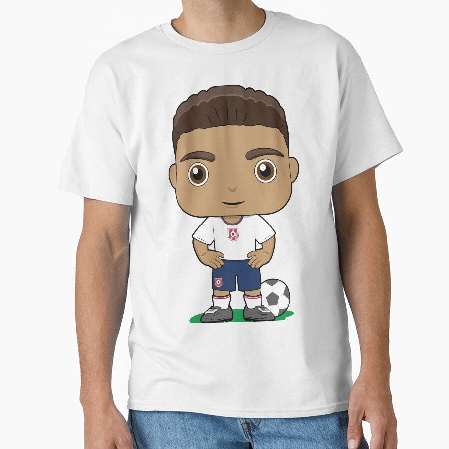 Cute soccer boy player design in blue white kit by essjaydesigns