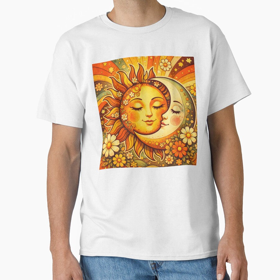 Groovy Boho Sun and Moon - 70s Celestial Aesthetic by Myra365Art T-Shirts, Hoodie, Sweatshirt | BlankRebels.com (Image 1)