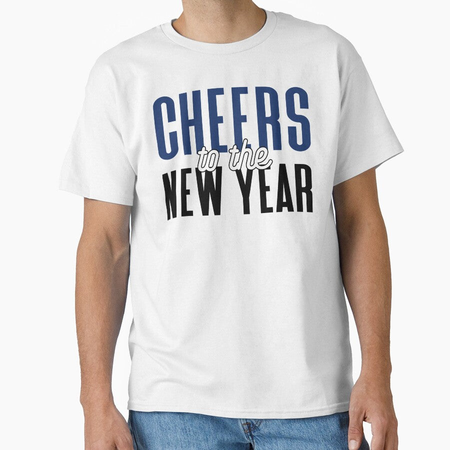 Cheers to the New Year - Happy New Year 2024 Celebration (Dark Blue and Black Design) by Spiprinto T-Shirts,... (Image 1)