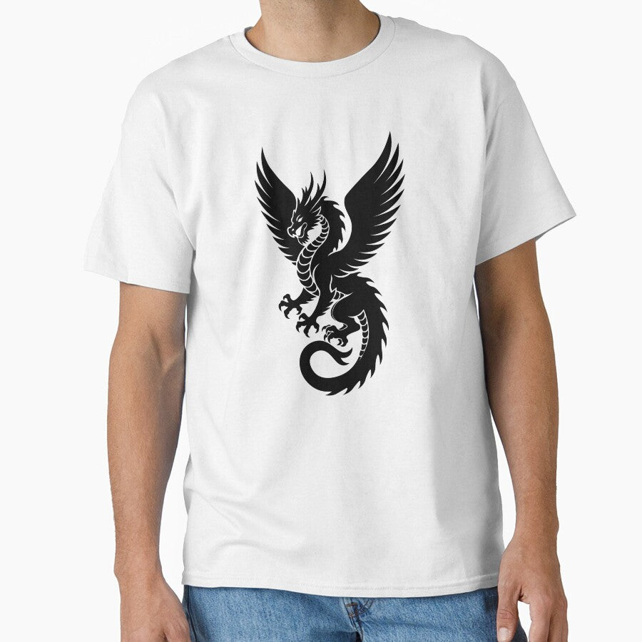 Shadow Fury Dragon - Majestic Winged Beast Silhouette by RyanBelandres T-Shirts, Hoodie, Sweatshirt (Image 1)
