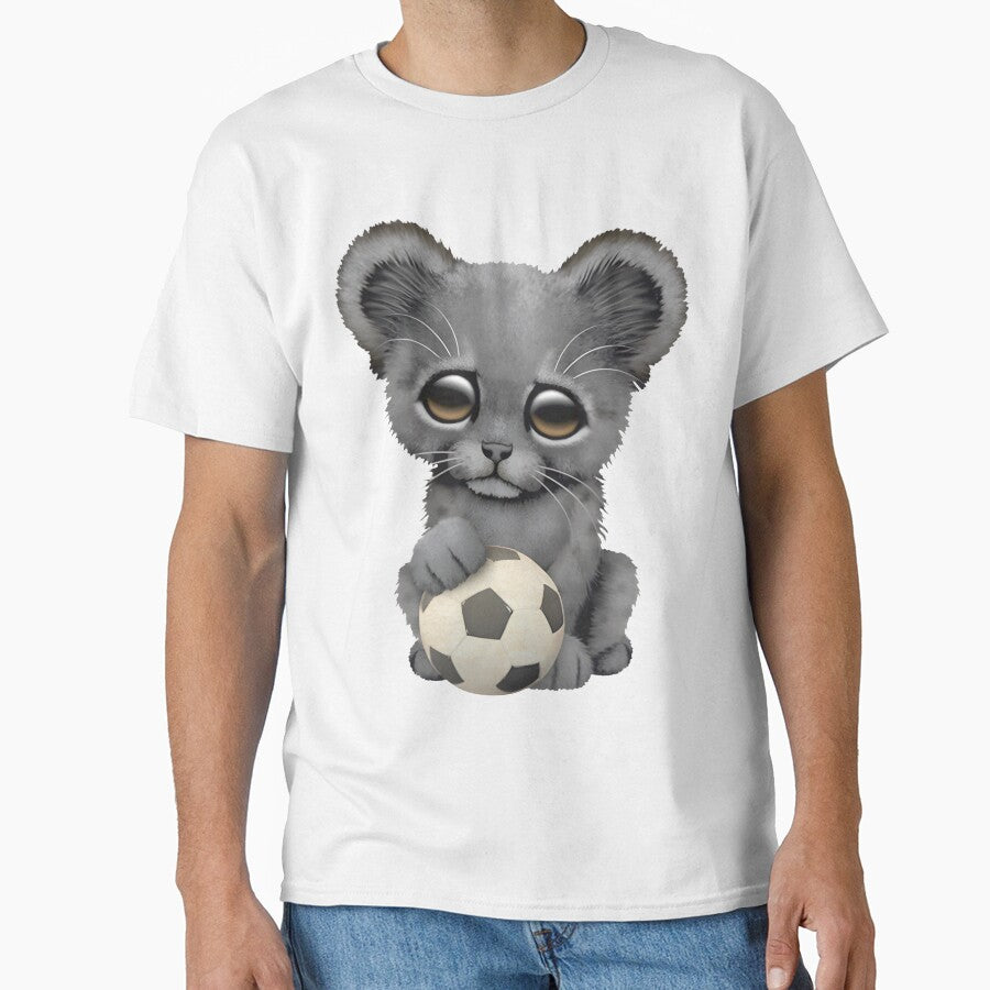 Cute Black Panther Cub With Soccer Ball, Merch By Amazon, Redbubble, Teepublic, Limited Edition, Pe by CamAkimBlake