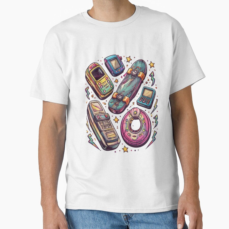 Retro 90s Gadgets Illustration – Vintage Tech & Skater Nostalgia Aesthetic by OutofOfficeWear T-Shirts, Hoodie,... (Image 1)