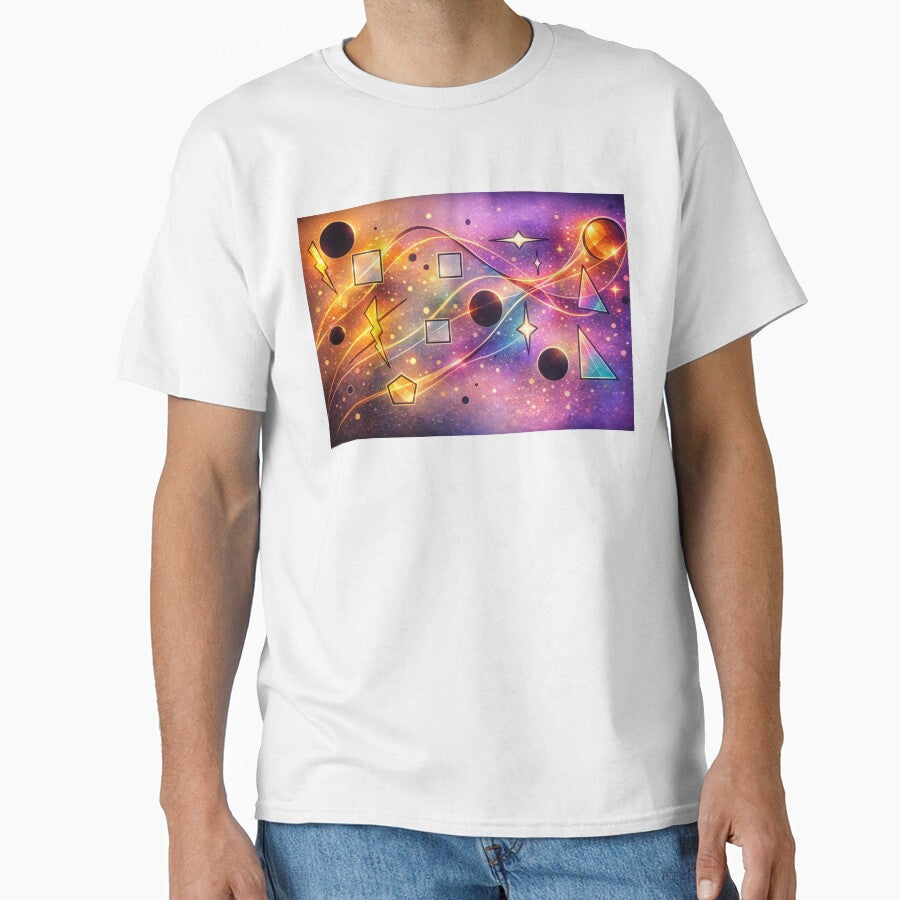 Cosmic Abstract Geometric Art Print, Colorful Galaxy Shapes Wall Art, Modern Space Inspired Abstract Art by... (Image 1)