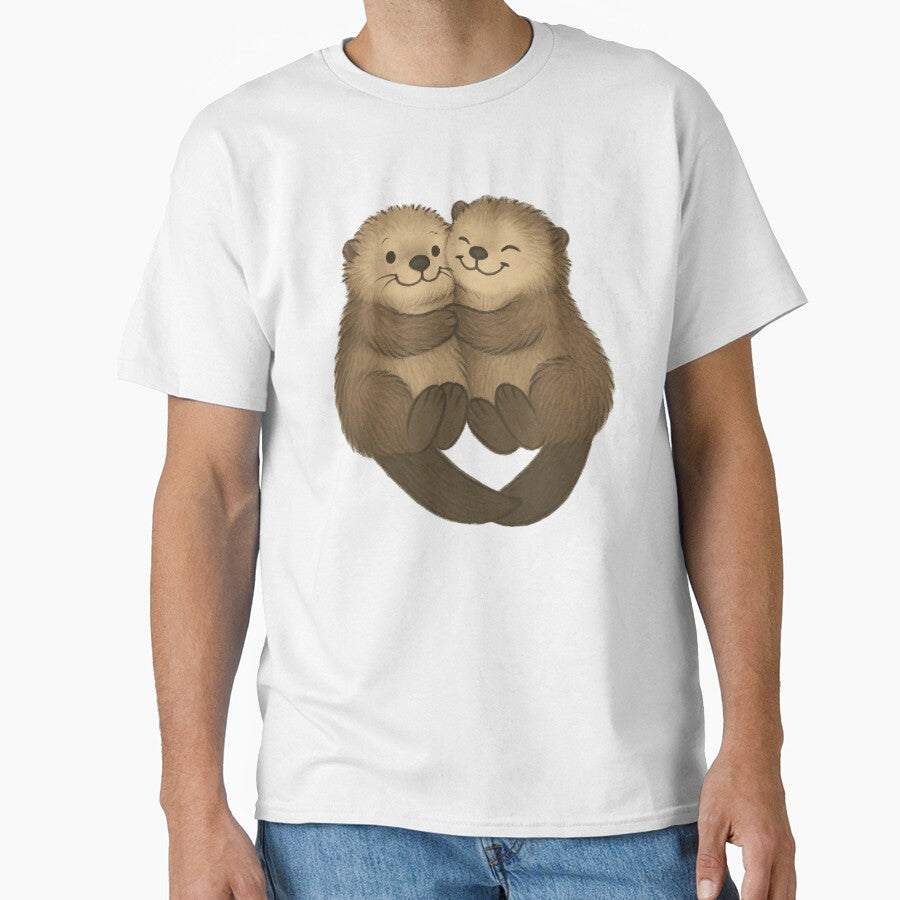 Significant Otters Holding Hands Sticker | Cute Otter Couple with Heart Tails | Romantic Gift for Partners &... (Image 1)