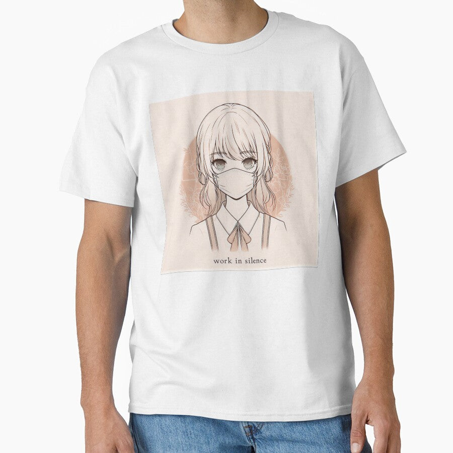 Work in Silence Anime Girl Art | Soft Aesthetic Introvert Anime Illustration by shopwithcare T-Shirts, Hoodie,... (Image 1)