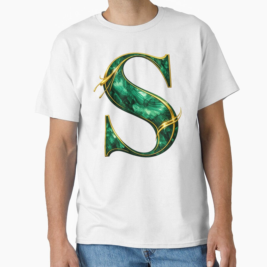 Emerald Malachite Letter S with Gold Accents by avinigav T-Shirts, Hoodie, Sweatshirt | BlankRebels.com (Image 1)
