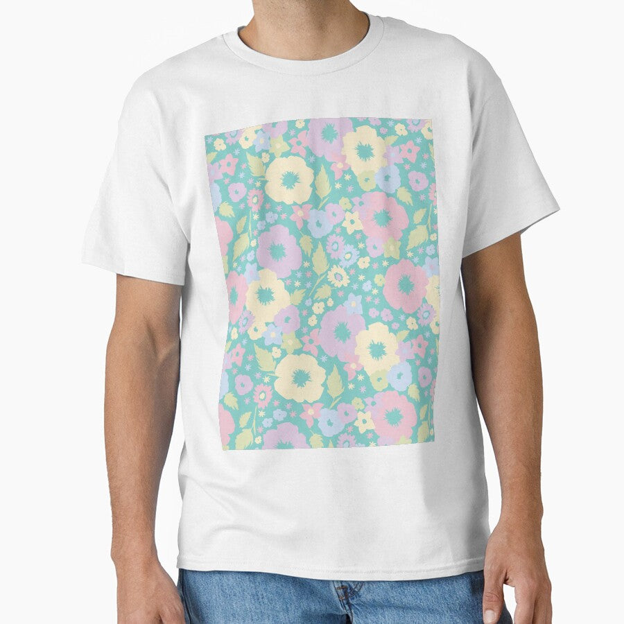 TEAL GREEN PASTEL BOHO MODERN FLOWERS T-Shirts, Hoodie, Sweatshirt