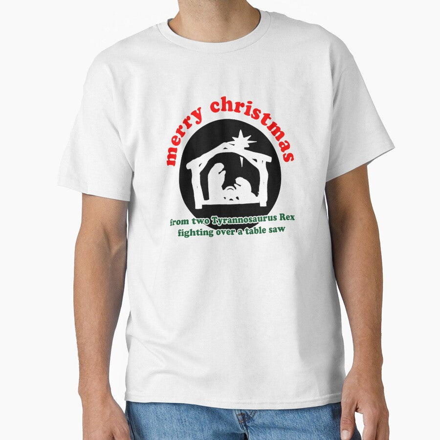 Merry Christmas Tyrannosaurus Table Saw by joshpincus T-Shirts, Hoodie, Sweatshirt | BlankRebels.com (Image 1)