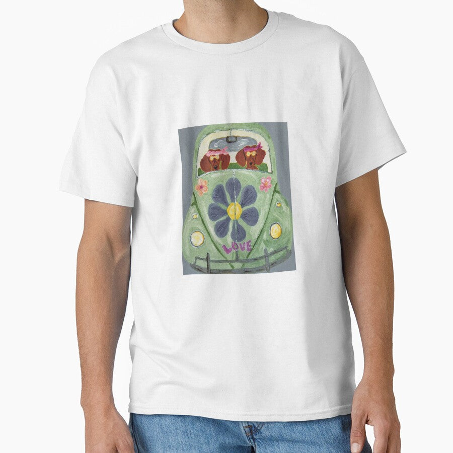 Dachshunds in Hippie car by Squirreldumplings T-Shirts, Hoodie, Sweatshirt | BlankRebels.com (Image 1)