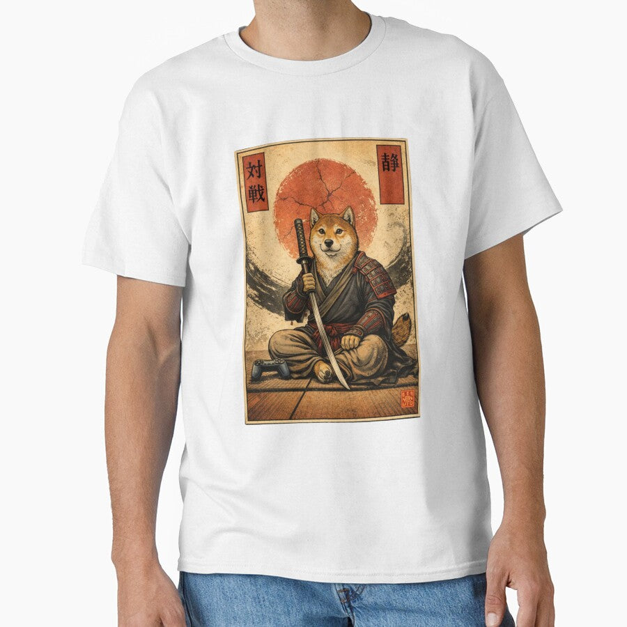Samurai Shiba Gamer – Japanese Warrior Dog Aesthetic T-Shirt by VireonTees Hoodie, Sweatshirt | BlankRebels.com (Image 1)