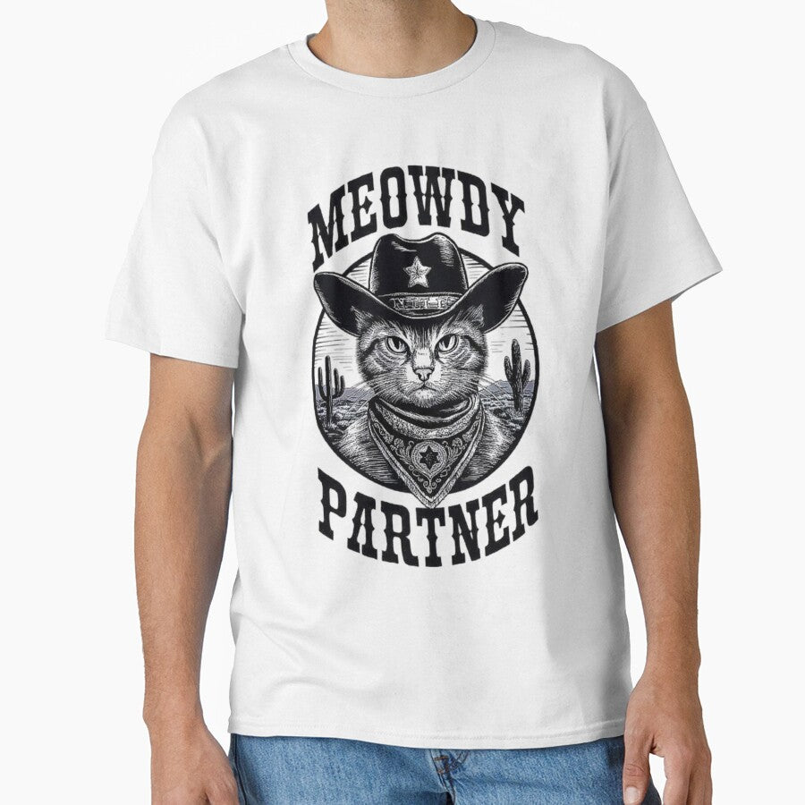 Cowboy Cat Art - Meowdy Partner Western Theme Cat Illustration by love3617 T-Shirts, Hoodie, Sweatshirt (Image 1)