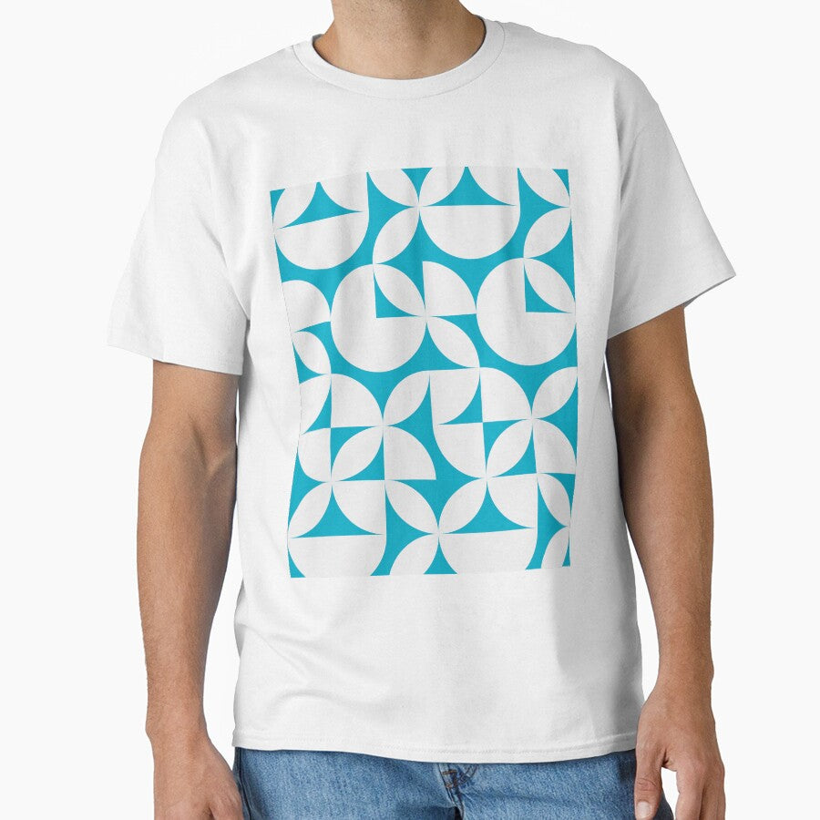 Abstract Blue Circles Modern Mid Century Geometric Pattern Scandinavian Rustic Interior by BONBcreative