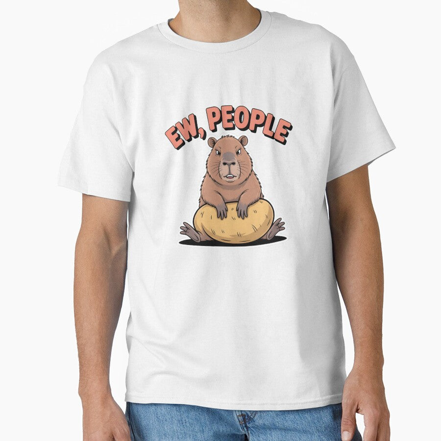 Funny Ew People Capybara Sticker | Introvert Gift for Her Him by RICHYON T-Shirts, Hoodie, Sweatshirt (Image 1)