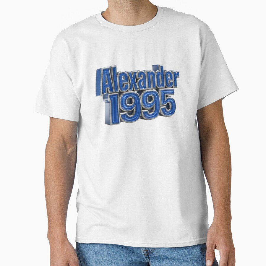 Alexander 1995 – Blue Chrome Retro Name Design by AlexLineArt T-Shirts, Hoodie, Sweatshirt | BlankRebels.com (Image 1)