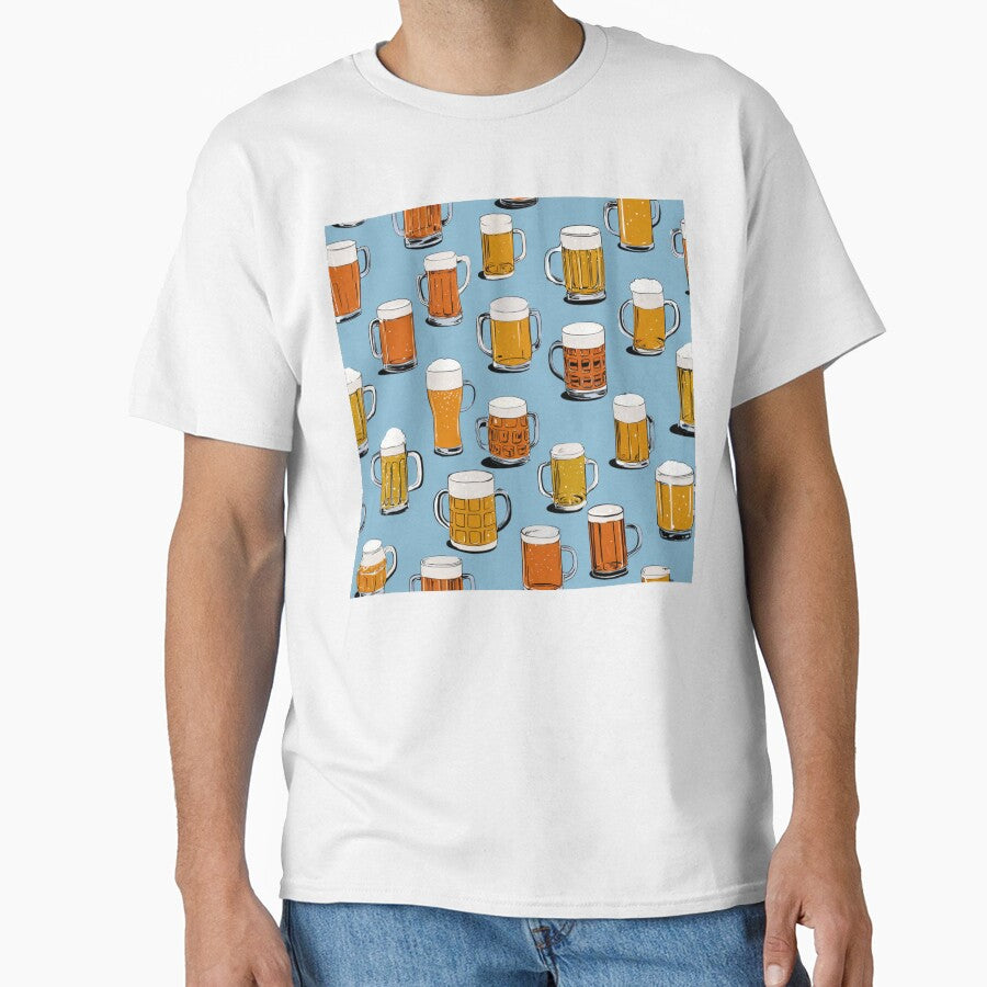 Vintage Beer Mugs Pattern Craft Beer Lover by NicolasGlowArt