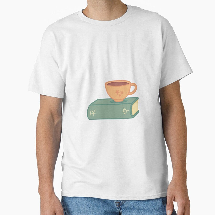 Book & Coffee | Green-Orange | With Background by polimatilda T-Shirts, Hoodie, Sweatshirt | BlankRebels.com (Image 1)