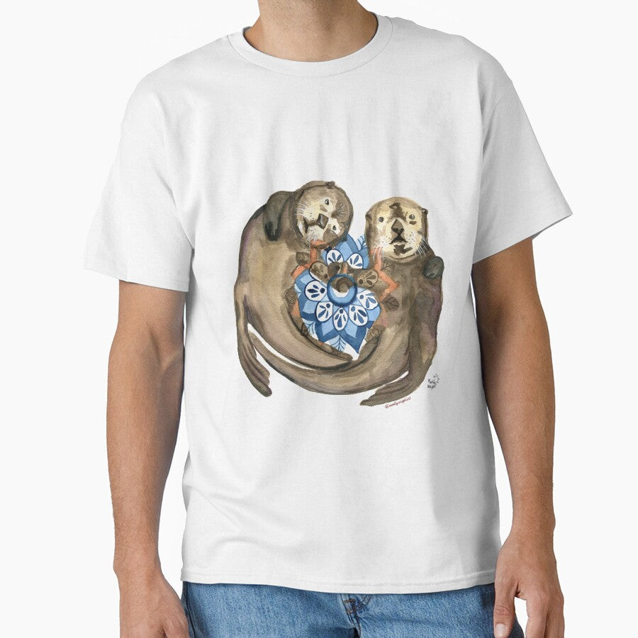 Two Otters by marleywrightart T-Shirts, Hoodie, Sweatshirt | BlankRebels.com (Image 1)