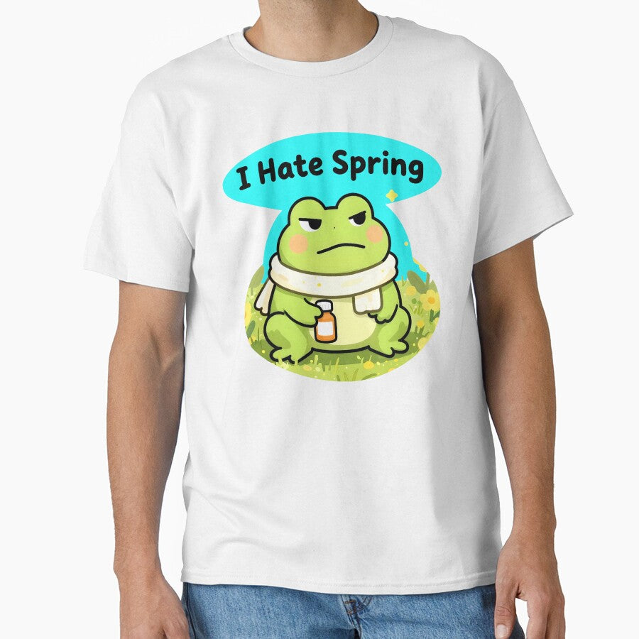 I Hate Spring – Grumpy Frog Allergy Meme Cute Funny Animal Sticker by AnimalAirtistry T-Shirts, Hoodie, Sweatshirt (Image 1)