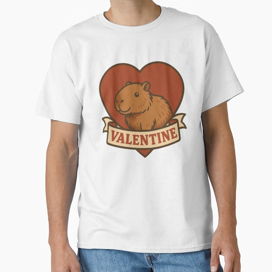Retro Valentine Capybara Heart Vintage Mascot Aesthetic by TSE DESIGN T-Shirts, Hoodie, Sweatshirt (Image 1)