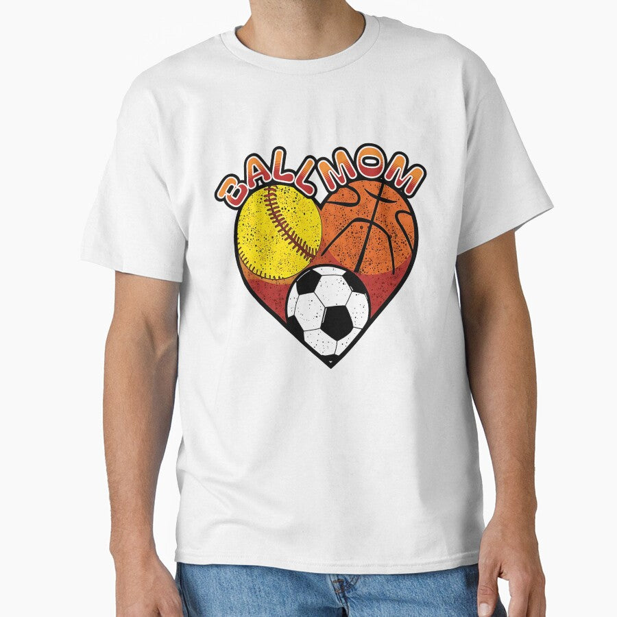 Ball Mom Heart Design Softball Basketball Soccer Sports by ArtDesignTp