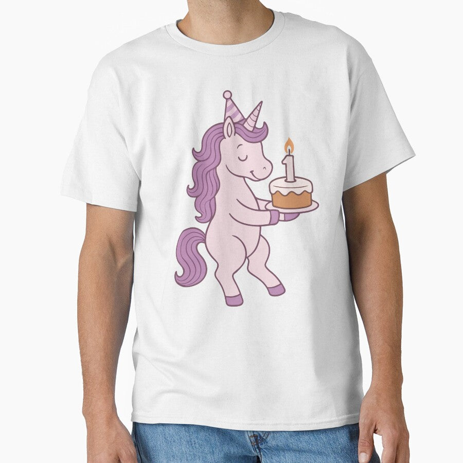Vintage Purple Unicorn Birthday Cake Retro 1st Birthday by stylishdzign T-Shirts, Hoodie, Sweatshirt (Image 1)