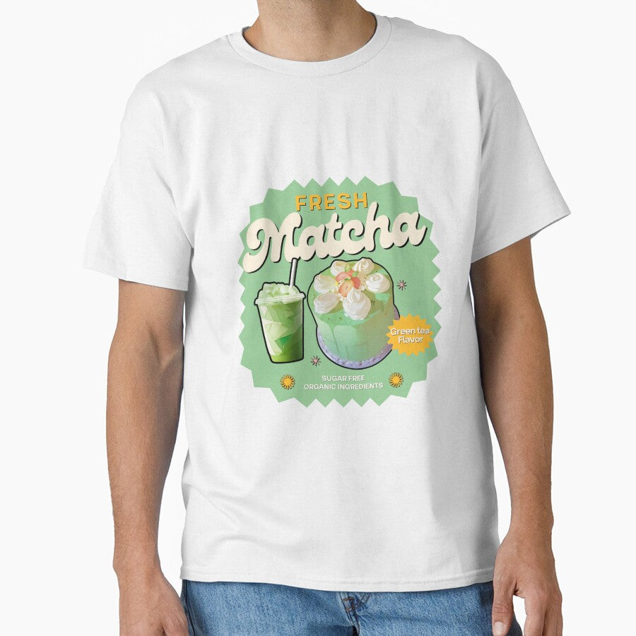 Fresh Matcha Dessert – Cute Aesthetic Drink and Cake Design by MuseAI T-Shirts, Hoodie, Sweatshirt (Image 1)