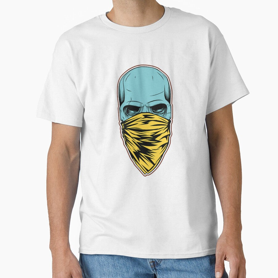 Masked Skull with Yellow Bandana Street Art Design by Horrify T-Shirts, Hoodie, Sweatshirt | BlankRebels.com (Image 1)