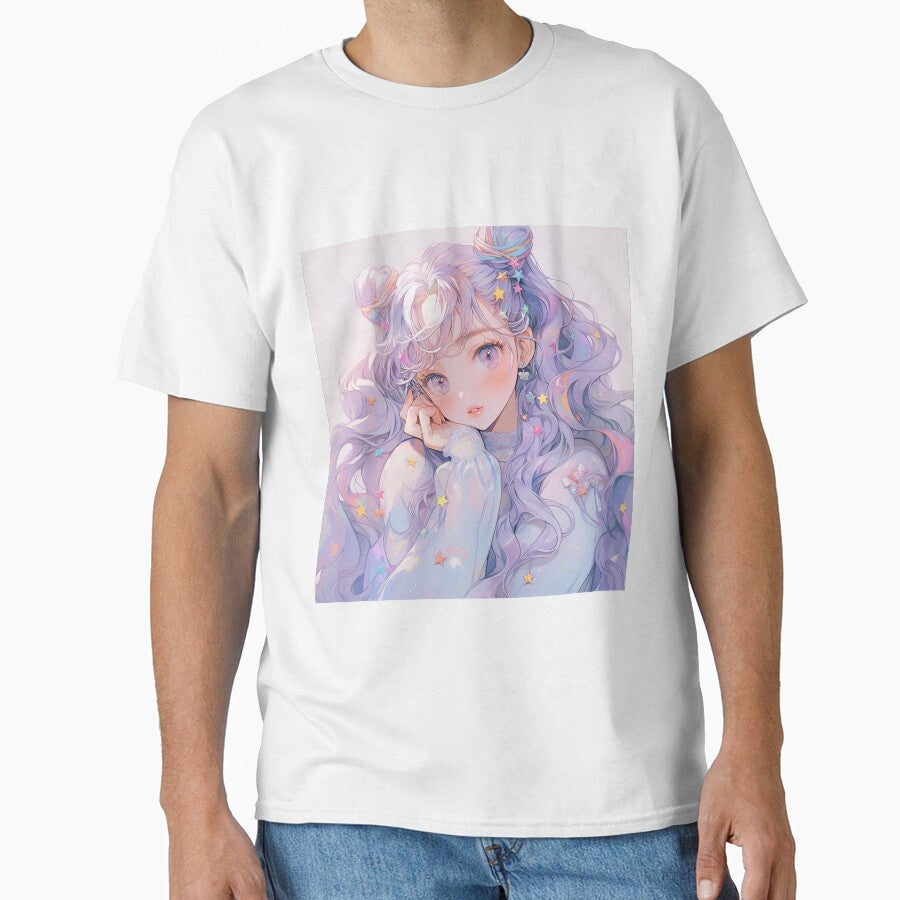 Ethereal Pastel Starry Eye Anime Girl by bubblegoth