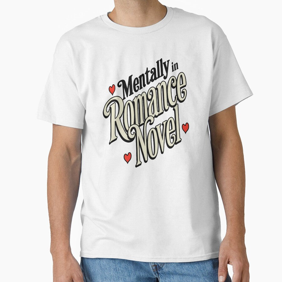 Mentally in Romance Novel Sticker – Cute Retro Script Romance Reader Aesthetic by kirarishop T-Shirts, Hoodie,... (Image 1)