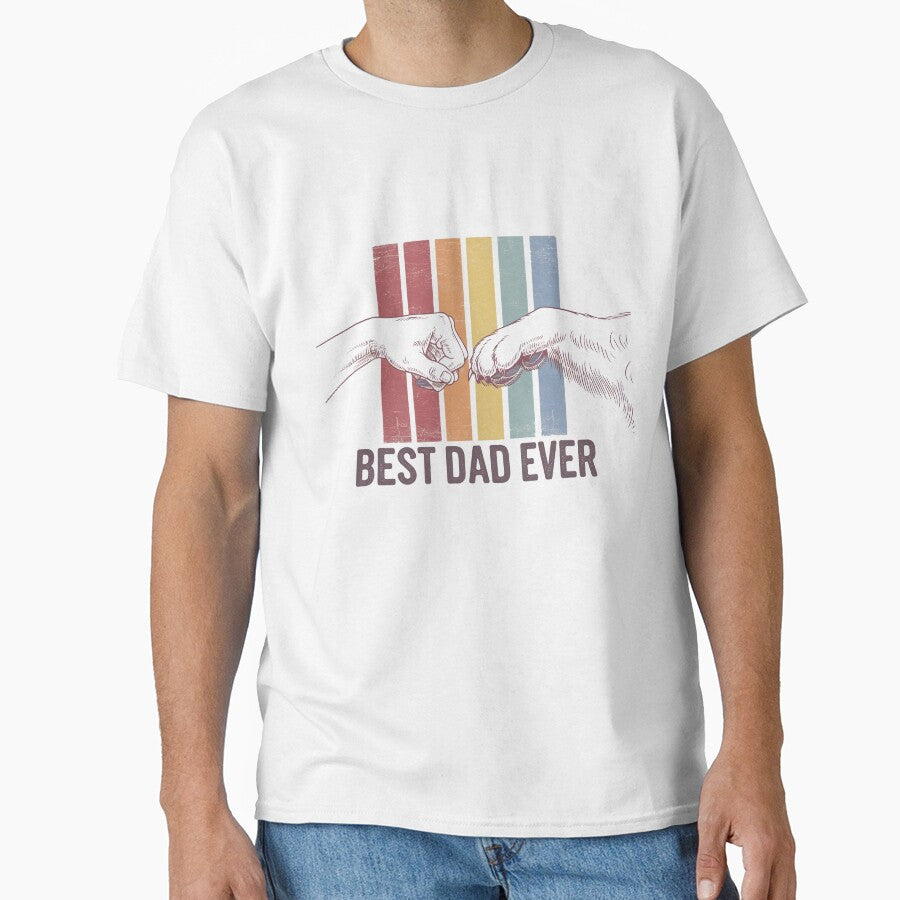 Retro Best Dog Dad Ever | Fist Bump Dog Lover Vintage Design by designedbyNil T-Shirts, Hoodie, Sweatshirt (Image 1)