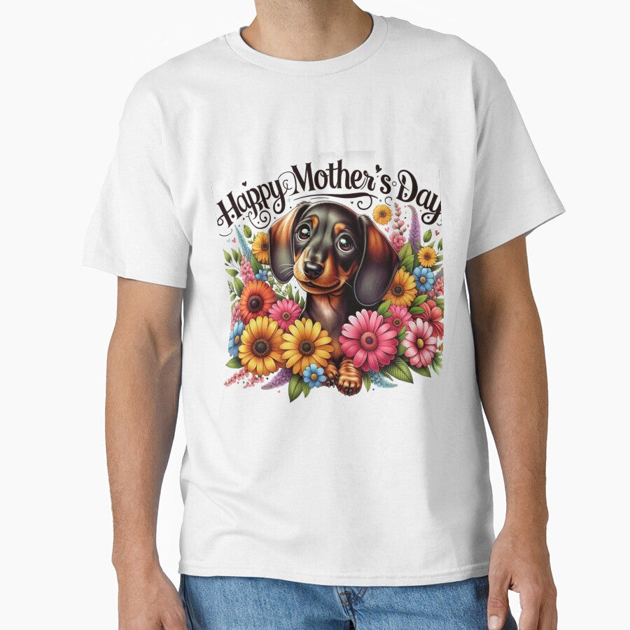 Dachshund - Happy Mother's Day with flowers by Fionamyles T-Shirts, Hoodie, Sweatshirt | BlankRebels.com (Image 1)