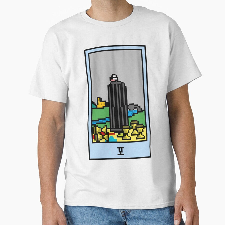 Wait, is this pixel art tarot? Yellow - Minor Arcana 'Five of Cups' (Design for T-shirt, stickers and other... (Image 1)