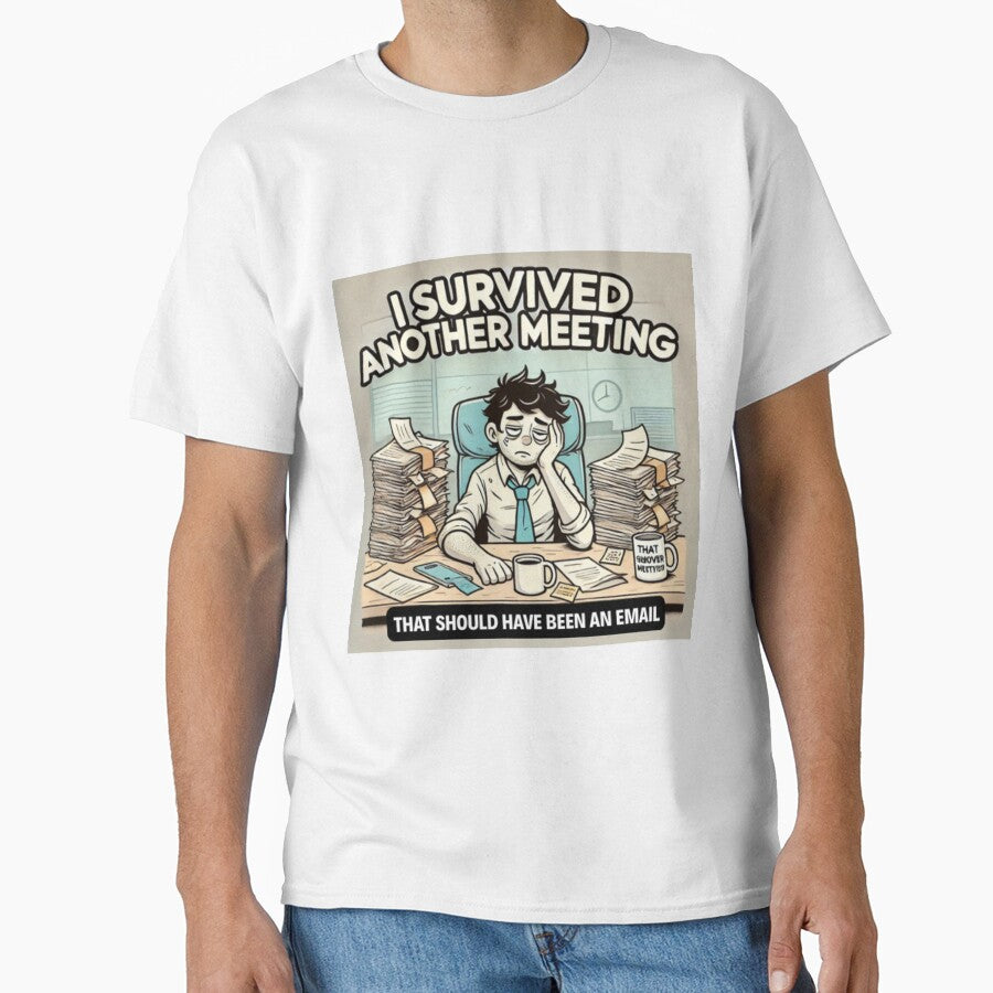 I Survived Another Meeting – Funny Office Meme by MemeMakersLab T-Shirts, Hoodie, Sweatshirt | BlankRebels.com (Image 1)