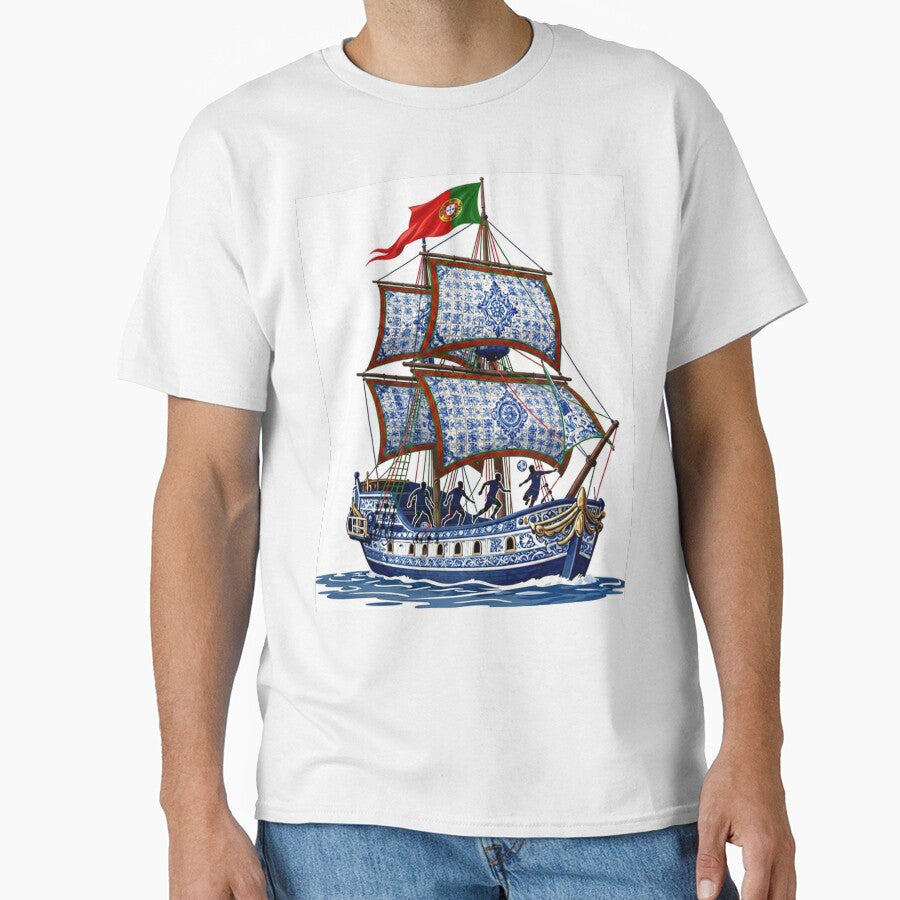 Portuguese Soccer Heritage - Nautical Azulejo Caravel Art by pixelandpassionart